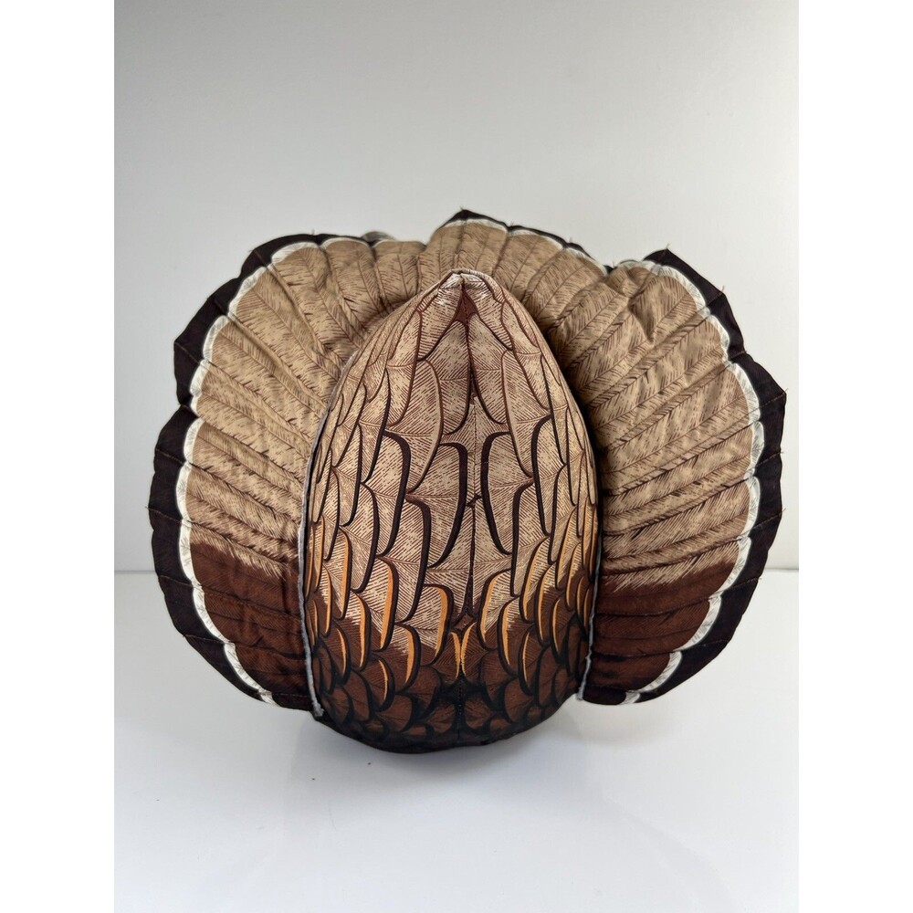 Vintage Handmade Stuffed Fabric Turkey THANKSGIVING Centerpiece Plush 14” Kitsch - Picture 9 of 16